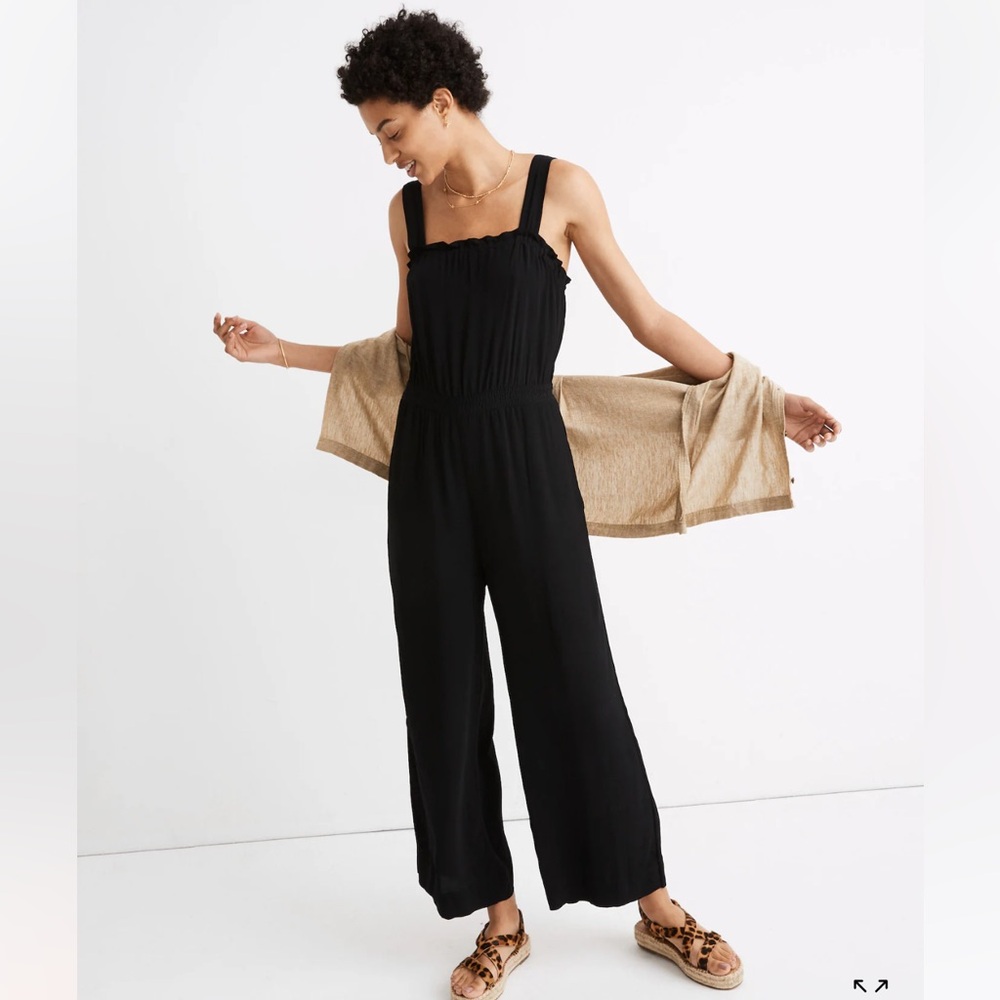 Madewell Black Smocked Tank Jumpsuit- Size 4- excellent condition!